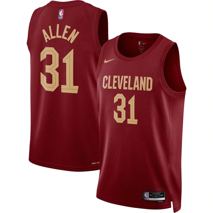 Men Cleveland Cavaliers #31 Jarrett Allen Nike Wine Icon Edition 2022-23 Swingman NBA Jersey